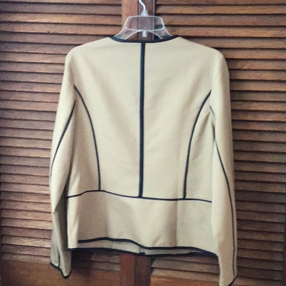 Chicos Blazer with Black Pleather Trim Washable - Picture 2 of 3